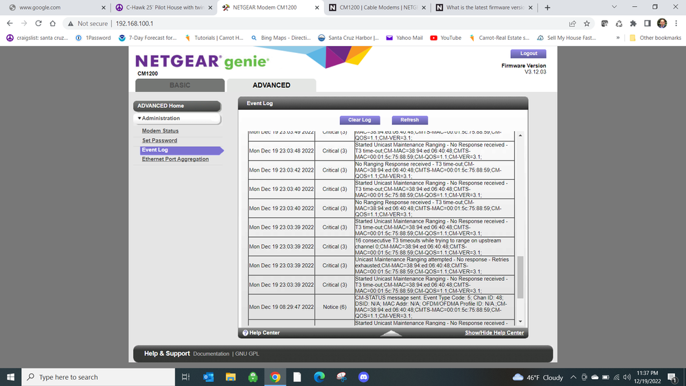 I just experienced the problem again at 1100 this evening. spoke with the ISP and they showed the modem offline then on again