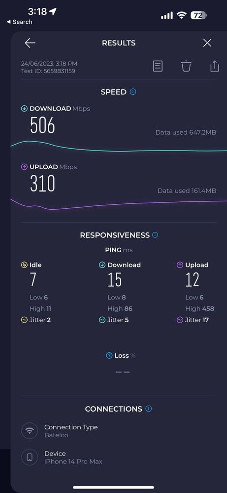Speed Test from iphone 14 promax attached to orbi satellite.jpg
