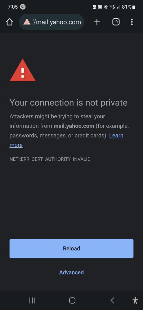 I get this when I try yo go to alot of websites