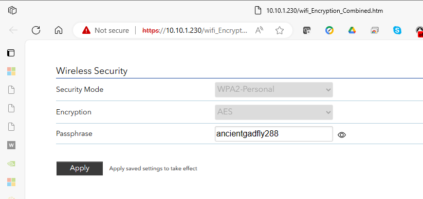 WAX220 Config SSID - Passphrase not the same like printed .PNG