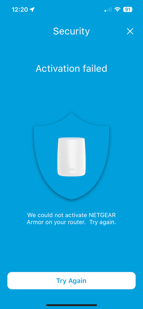 2nd screen showing failure