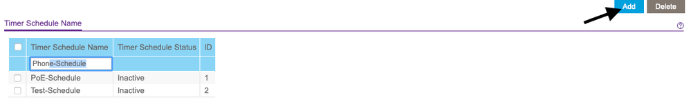 Add a new Timer Schedule