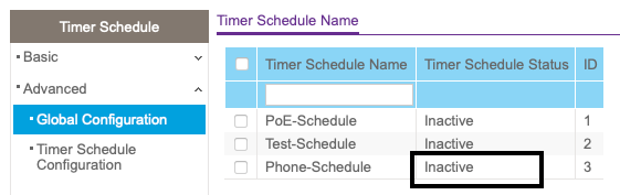 The Timer Schedule has become inactive