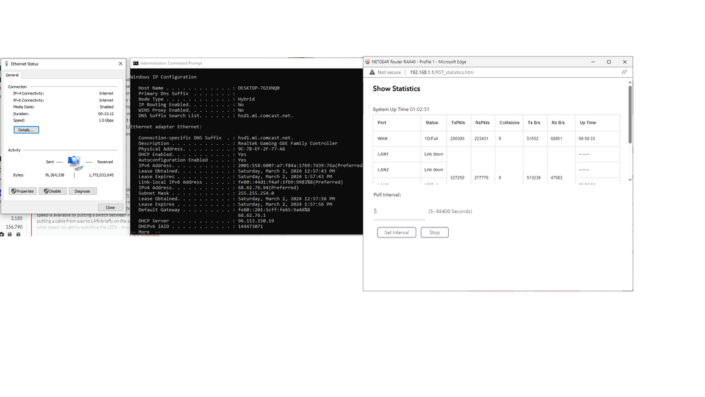 Screenshot of network ports config data