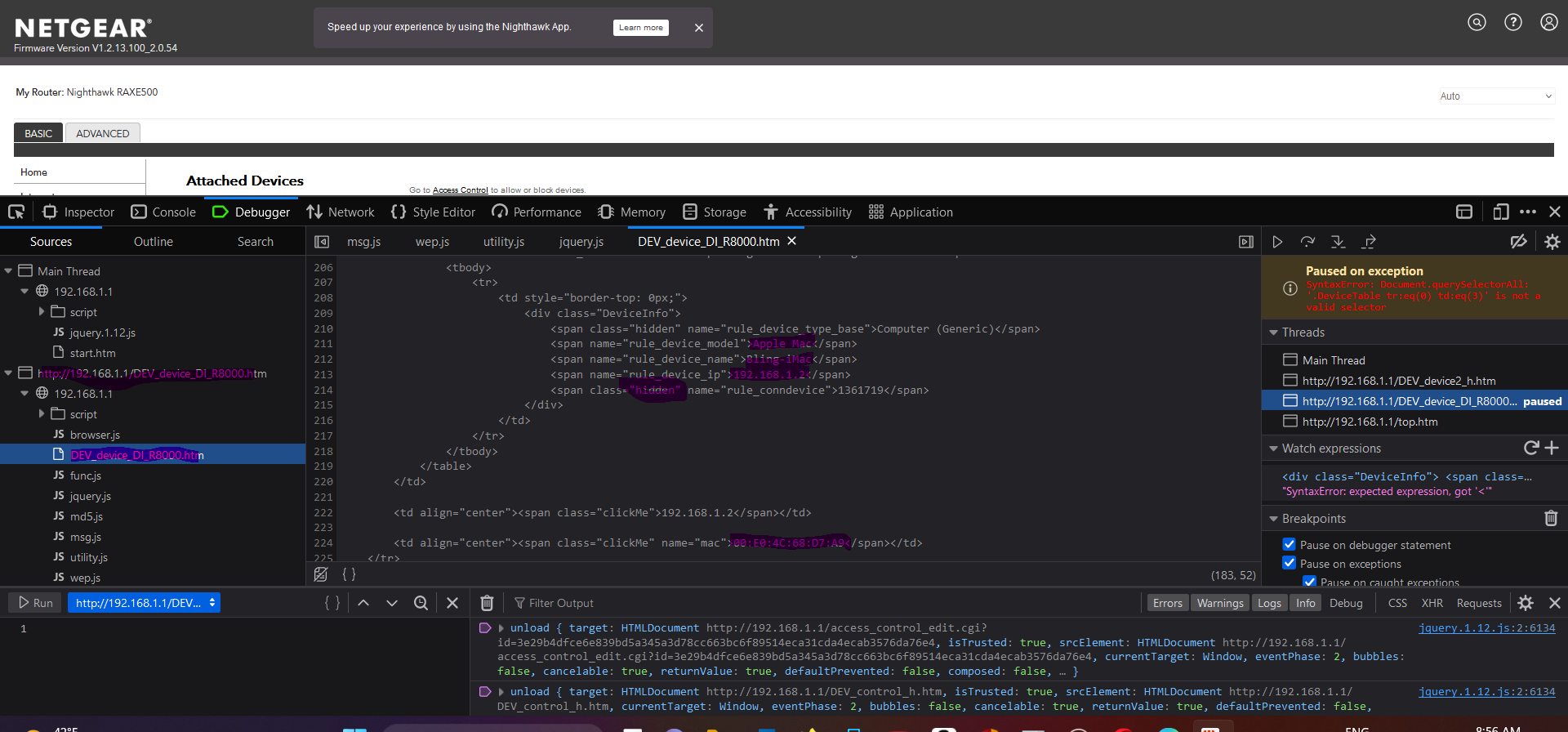 RAXE500 debug shows R8000 netgear router??? | NETGEAR Communities