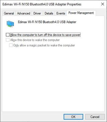 Wifi adapter properties