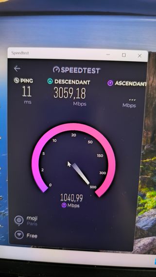 speed test freebox ultra en wifi 7 avec carte qualcomm
