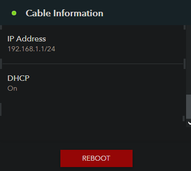 Cable Information on gatewaystatus via 192.168.1.1